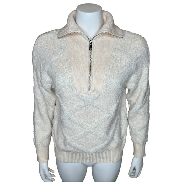 Joie 1/2 Zip Pullover Sweater S Soft Textured Ivory Cream - Picture 1 of 8